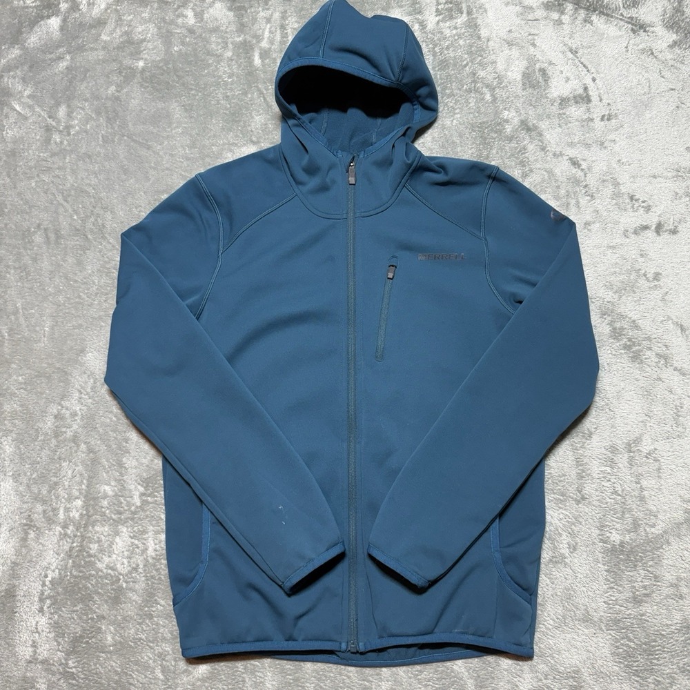 Merrell Performance Hoodie Jacket Small S Blue Full Zip Hiking Outdoor Layer